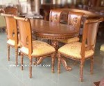 meja kursi makan set salina blok kayu jati ukiran jepara